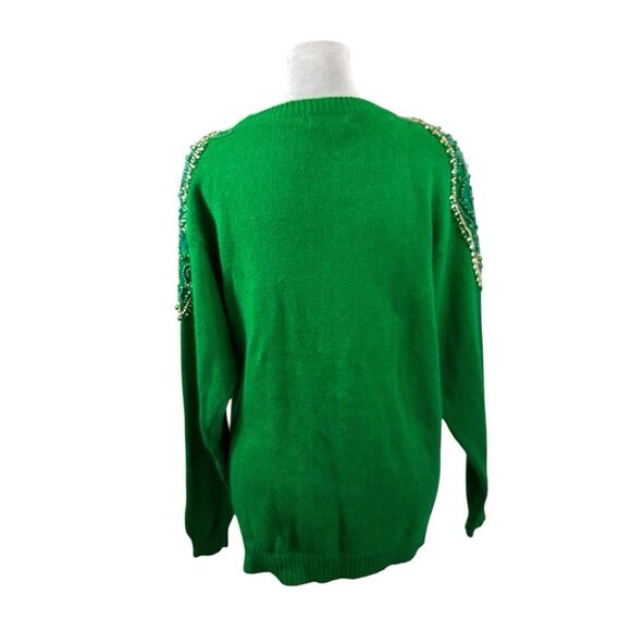 Ladies Vintage‎ CP Collection Brand Green Embellished Sweater Size Medium - Picture 7 of 11